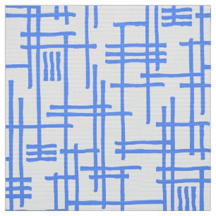 Abstract Lines 120923 - Baby Blue on White Fabric