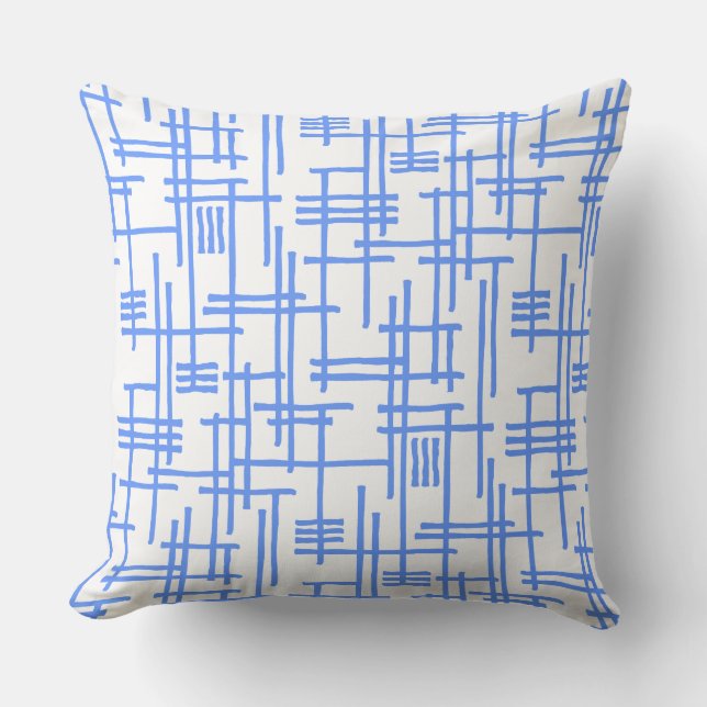 Abstract Lines 120923 - Baby Blue on White Throw Pillow (Front)