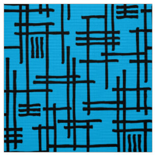 Abstract Lines 120923 - Black on Sky Blue Fabric