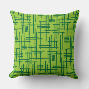 Abstract Lines 120923 - Forest Green on Martian Gn Throw Pillow