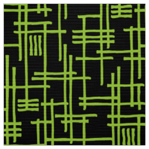 Abstract Lines 120923 - Martian Green on Black Fabric