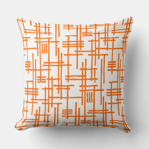 Abstract Lines 120923 - Orange on White Throw Pillow