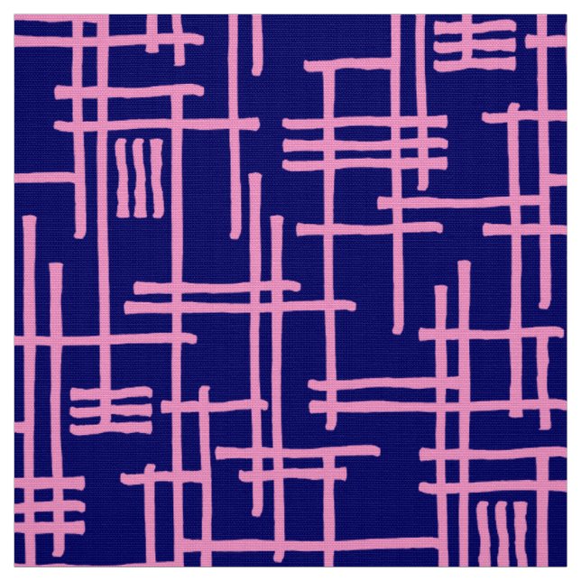 Abstract Lines 120923 - Pink on Dark Blue Fabric (Swatch)