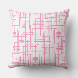 Abstract Lines 120923 - Pink on White Throw Pillow