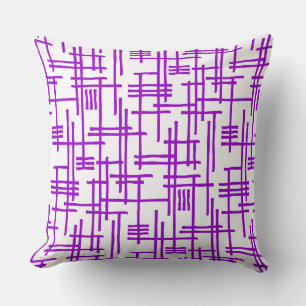 Abstract Lines 120923 - Purple on White Throw Pillow