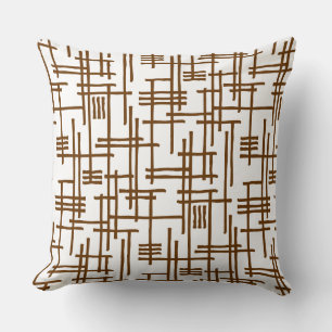 Abstract Lines 120923 - Walnut on White Throw Pillow