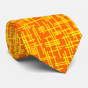 Abstract Lines 120923 - Yellow on Orange Tie