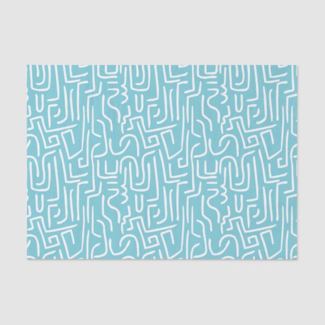 Abstract Lines 130318 - White on Robin Egg Blue Tissue Paper (Front)