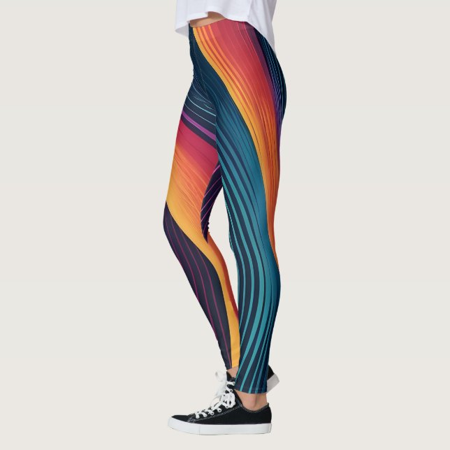 Abstract lines art pattern leggings (Left)