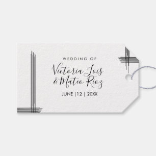 Abstract Lines Black White Modern Wedding Gift Tags