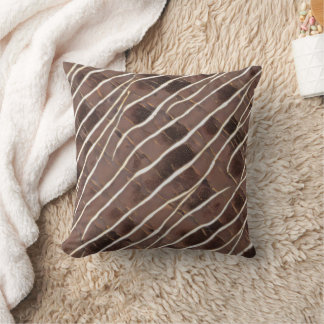 Abstract Lines Brown and Gold Throw Pillow