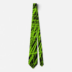 Abstract Lines - Chartreuse on Black Tie