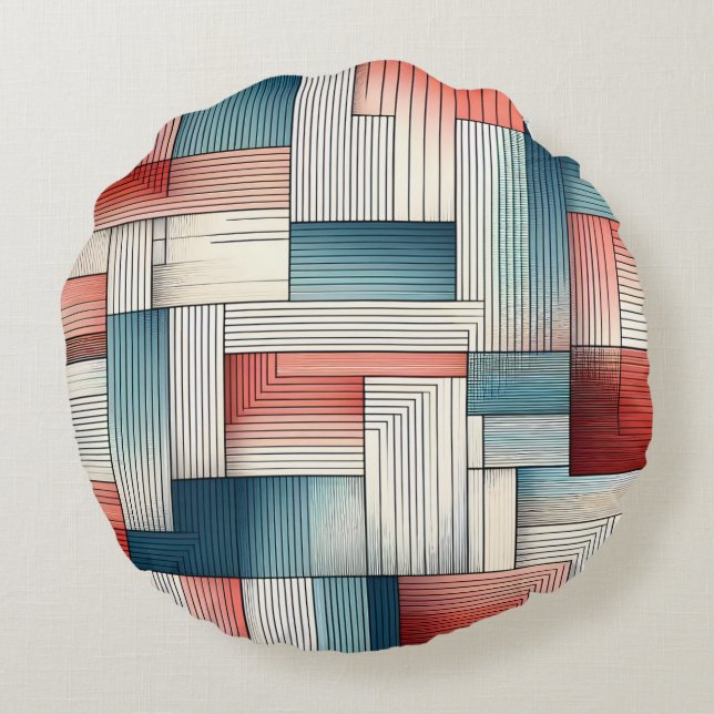 Abstract Lines in Harmony Round Pillow (Back)