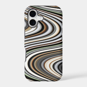 Abstract Lines in Light Brown/Beige/Turquoise Blue