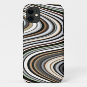 Abstract Lines in Light Brown/Beige/Turquoise Blue iPhone 11 Case