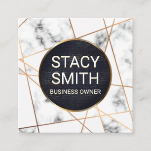 Abstract Lines   Marble   Gold Speckled Banner Square Business Card