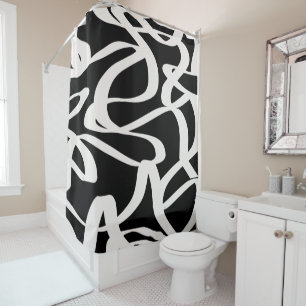 Abstract Lines Modern Black And Beige Cream Swirl 