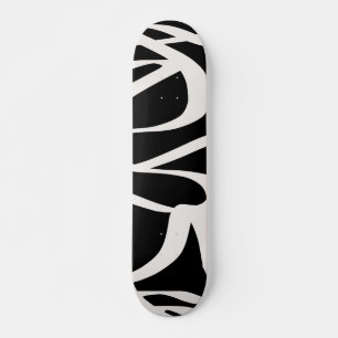Abstract Lines Modern Black And Beige Cream Swirl Skateboard