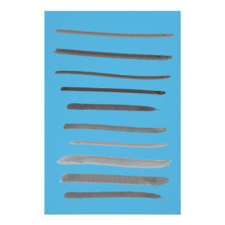 Abstract Lines Sketch Blue Water Ocean Scents Poster