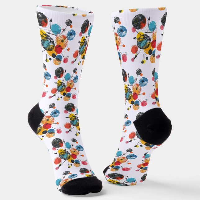 Abstract - Lines, Squares, Circles Socks (Angled)