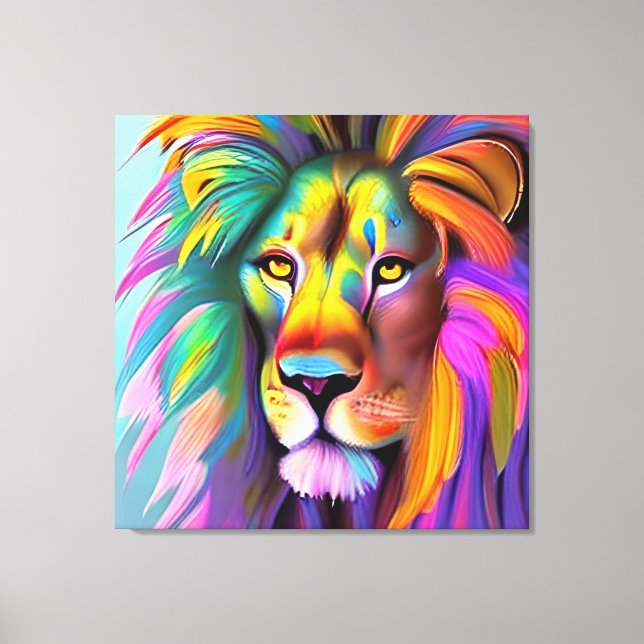 Abstract Lion Face Mystical Fantasy Art Canvas Print (Front)