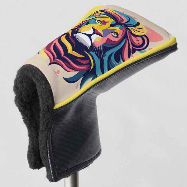 Abstract Lion Head Art Golf Head Cover (3/4 Front)