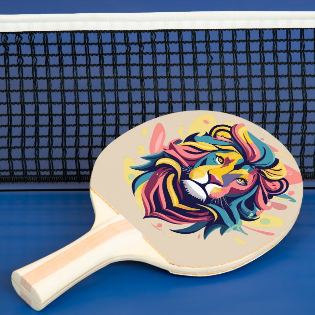 Abstract Lion Head Art Ping Pong Paddle (Insitu)