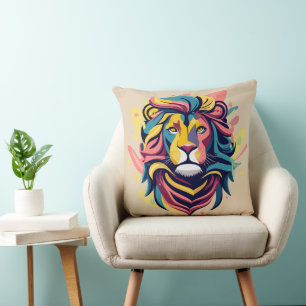 Abstract Lion Head Art Throw Pillow