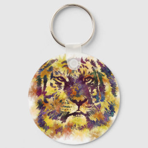 Abstract Lion Paintng Keychain
