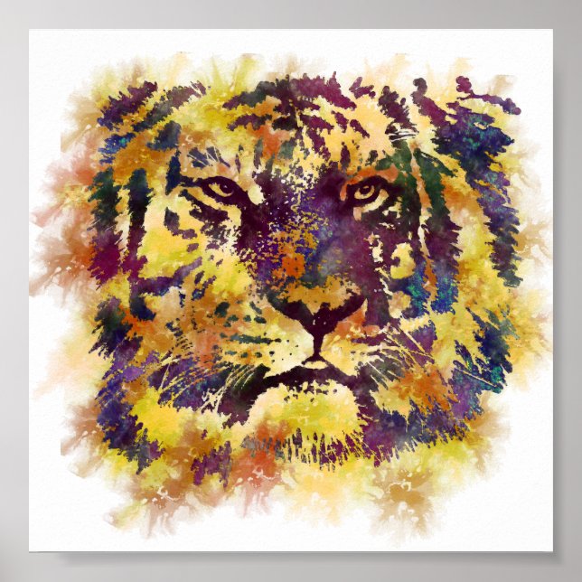 Abstract Lion Paintng Poster (Front)