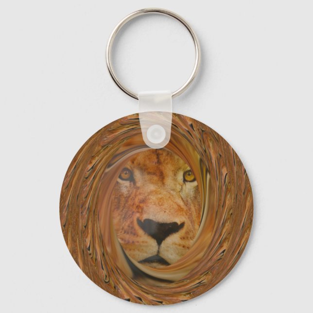Abstract Lion Safari Art Print Keychain (Front)