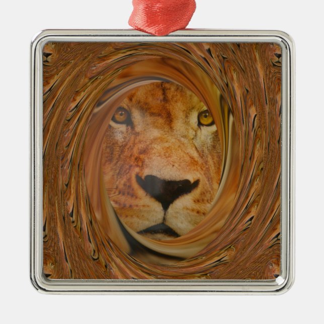Abstract Lion Safari Art Print Metal Ornament (Front)