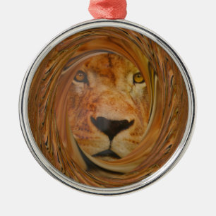 Abstract Lion Safari Art Print Metal Ornament