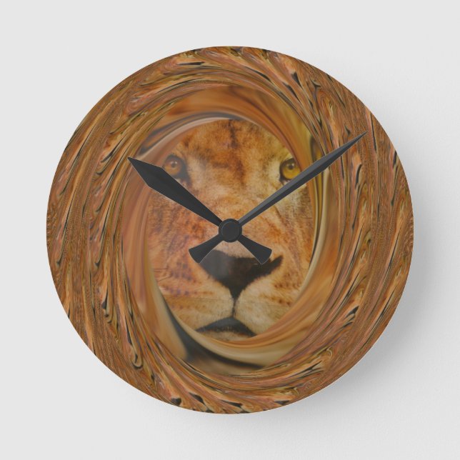 Abstract Lion Safari Art Print Round Clock (Front)