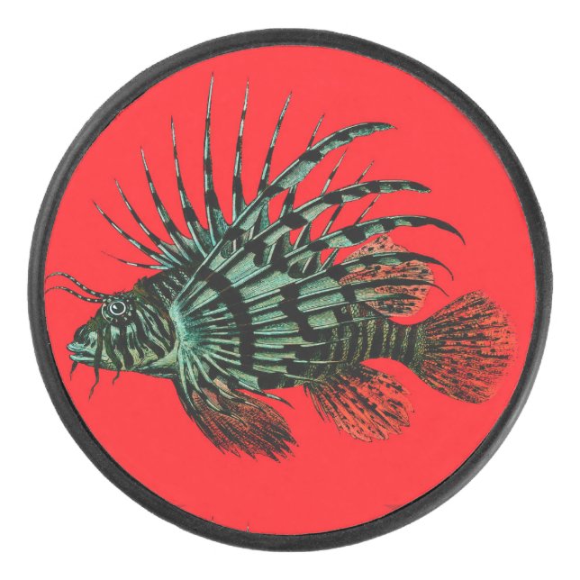 Abstract Lionfish Hockey Puck (Front)