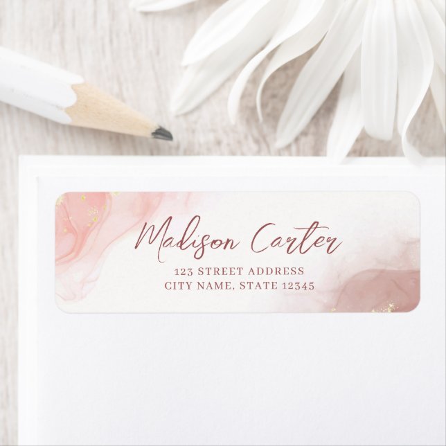 Abstract Liquid Alcohol Ink Return Address Label (Insitu)