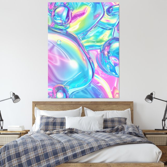Abstract Liquid Chrome Stretched Canvas Print (Insitu(Bedroom))