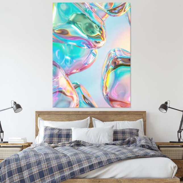 Abstract Liquid Chrome Stretched Canvas Print (Insitu(Bedroom))