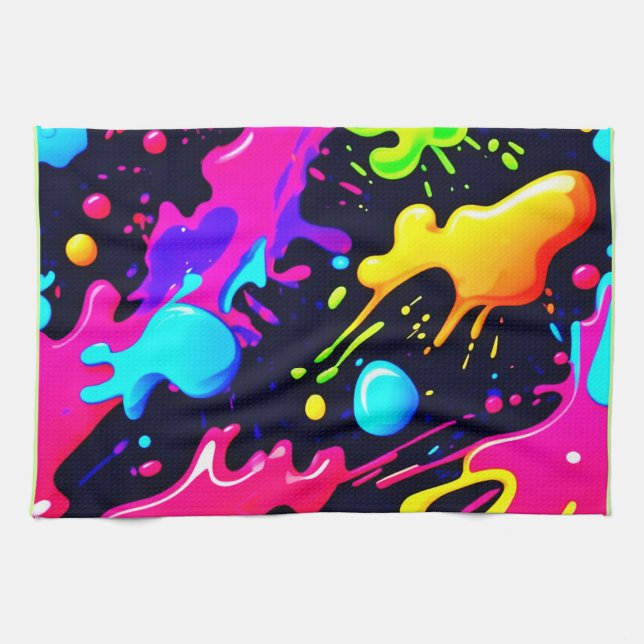 Abstract Liquid Colour Explosion Art Kitchen Towel (Horizontal)