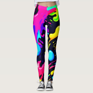 Abstract Liquid Colour Explosion Art Leggings