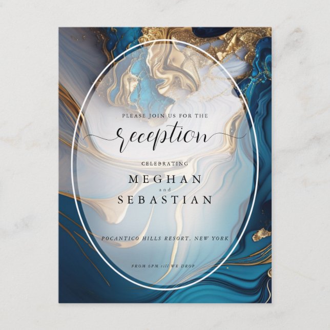 Abstract Liquid Gold on Blue Marble Enclosure Card (Front)