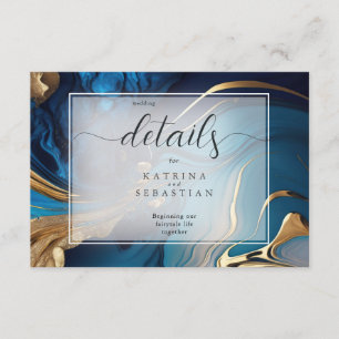Abstract Liquid Gold on Blue Marble Enclosure Card
