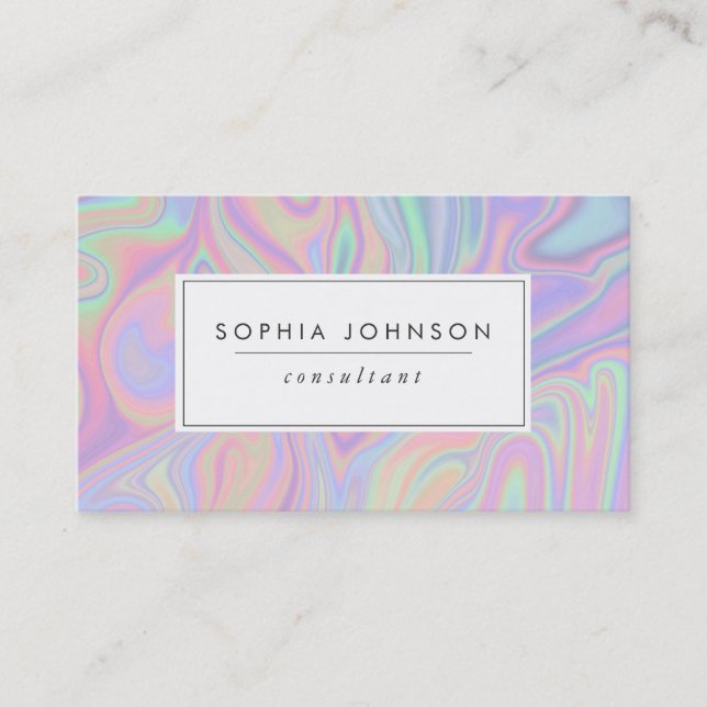 Abstract Liquid Iridescent  Pastel Colour Business Card (Front)