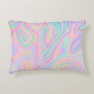 Abstract Liquid Iridescent Pastel Colour Design Accent Pillow