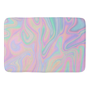 Abstract Liquid Iridescent  Pastel Colour Design Bath Mat