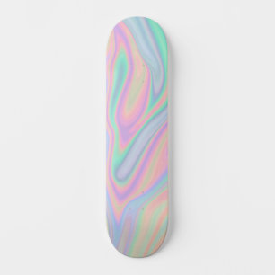 Abstract Liquid Iridescent Pastel Colour Design Skateboard