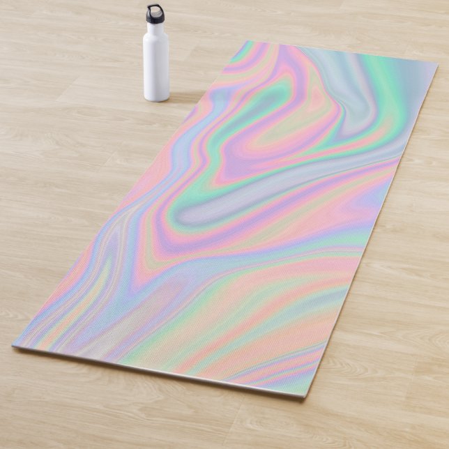 Abstract Liquid Iridescent  Pastel Colour Design Yoga Mat (In Situ)