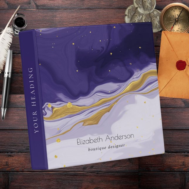 Abstract Liquid Marble Gold Foil Watercolor 3-Ring Binder (Creator Uploaded)