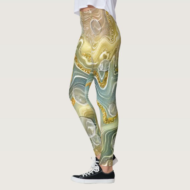 Abstract Liquid Marble Stone Texture background Leggings (Left)
