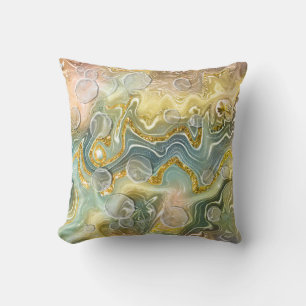 Abstract Liquid Marble Stone Texture background Throw Pillow